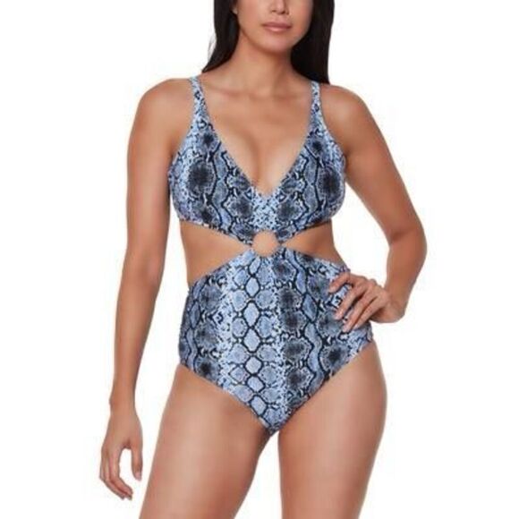 Womens Printed Cut-Out One-Piece Swimsuit Size L - Picture 1 of 3